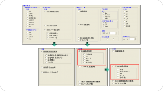 腫瘍登録画面(血液・リンパの時)